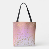 Sterpatroon perzik paarse gouden verloop tote bag (Achterkant)