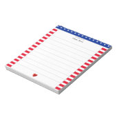 Sterpatroon, rode witte strepen & hart gevoerd notitieblok (Linkerzijde)