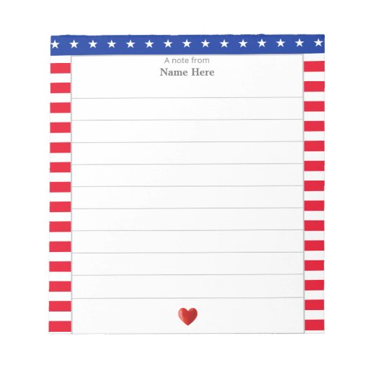 Sterpatroon, rode witte strepen & hart gevoerd notitieblok (Voorkant)