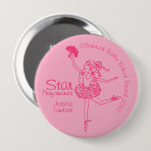 Sterprestaties ballerina roze outline award ronde button 4,0 cm (Voorkant /achterkant)