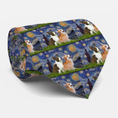 Sterre Nacht - Twee Welsh Corgis (C + P) Stropdas (Opgerold)