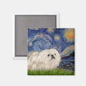 Sterre Nachten - Witte Pekingees 4 Magneet (Voorkant / Achterkant)