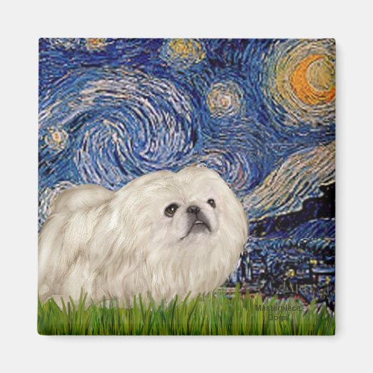 Sterre Nachten - Witte Pekingees 4 Magneet (Voorkant)