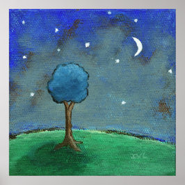 Sterre Stenen Nacht, Fantasievolle Boom Landschaps Poster