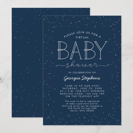 Sterre virtuele babyshower uitnodiging (Voorkant / Achterkant)