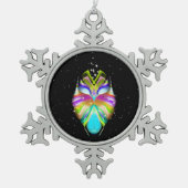Sterrelicht Oracle Uil Tin Sneeuwvlok Ornament (Voorkant)