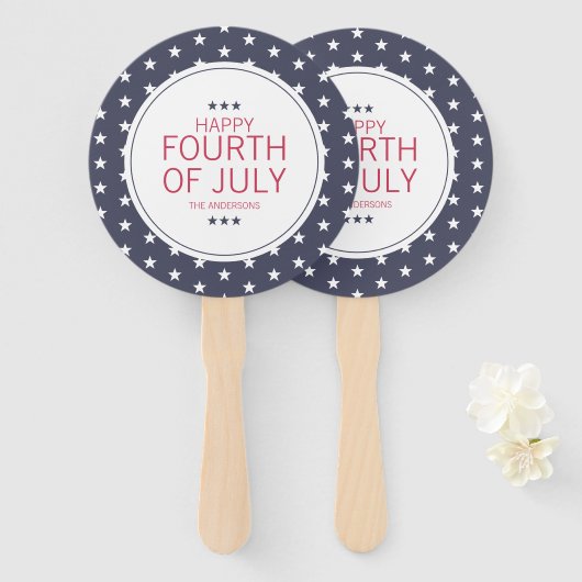 Sterren 4 juli Onafhankelijkheidsdag Hand Fan Handwaaier (Voorkant en achterkant)
