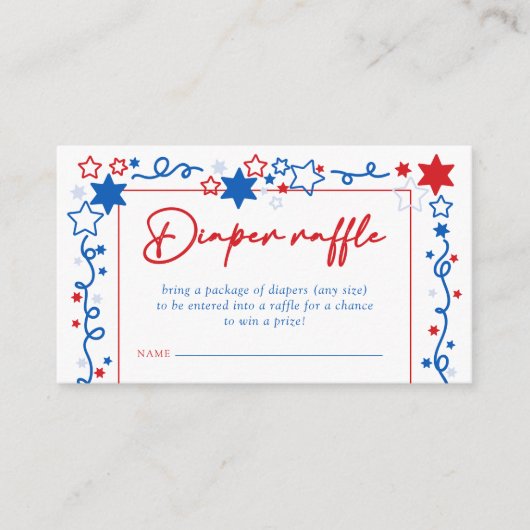 Sterren 4th of July Baby shower Luier Raffle Informatiekaartje (Voorkant)