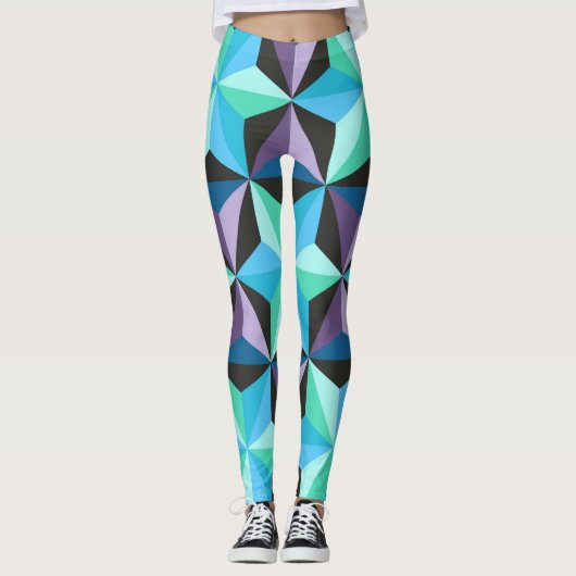 Sterren Abstracte Geometrische Patchwork Leggings (Voorkant)