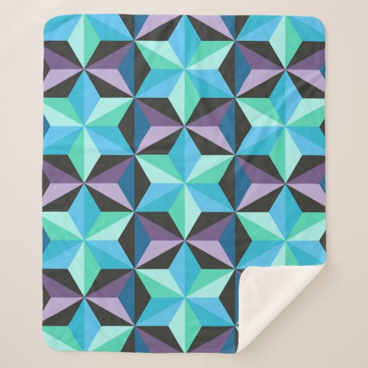 Sterren Abstracte Geometrische Patchwork Sherpa Deken (Voorkant)