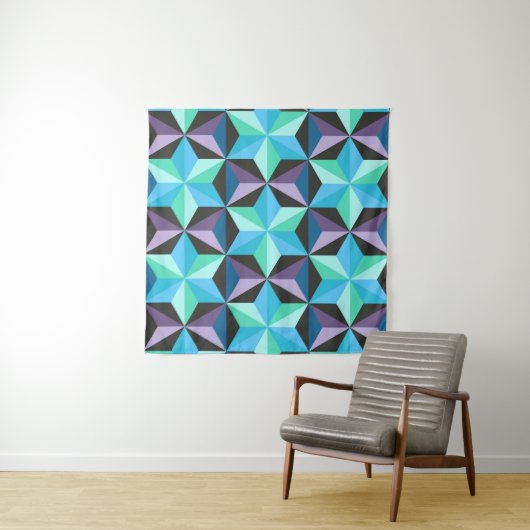 Sterren Abstracte Geometrische Patchwork Wandkleed (In Situ (horizontaal))