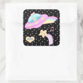 Sterren Alien Space Ship Vierkante Sticker (Tas)
