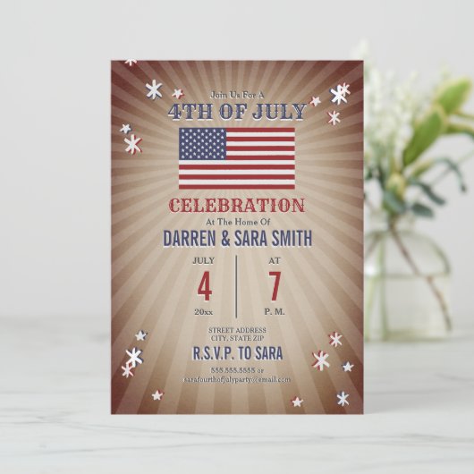  sterren Amerikaanse vlag 4th van juli Party Kaart (Staand voorkant)