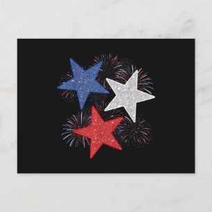 Sterren Amerikaanse Vlag Vuurwerk 4 juli Onafhanke Briefkaart