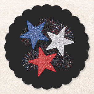 Sterren Amerikaanse Vlag Vuurwerk 4 juli Onafhanke Kartonnen Onderzetters