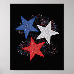 Sterren Amerikaanse Vlag Vuurwerk 4 juli Onafhanke Poster