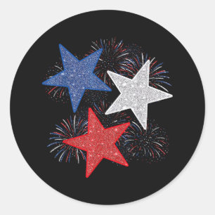 Sterren Amerikaanse Vlag Vuurwerk 4 juli Onafhanke Ronde Sticker