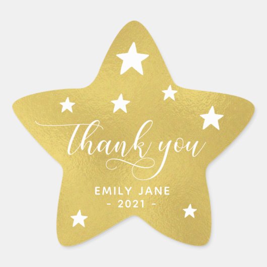 Sterren Baby shower Party Stickers | Gold Faux Fol (Voorkant)