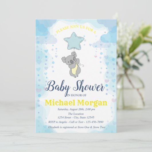 Sterren, Baby shower van Baby Kaart (Staand voorkant)