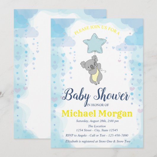 Sterren, Baby shower van Baby Kaart (Voorkant / Achterkant)