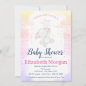Sterren, babymeisje Elephant Baby shower Kaart (Voorkant)