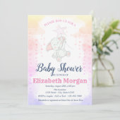 Sterren, babymeisje Elephant Baby shower Kaart (Staand voorkant)