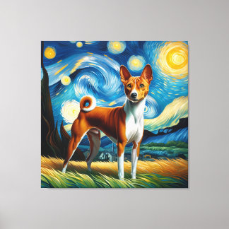 Sterren Basenji Hondenportret - Dierenportret Canvas Afdruk