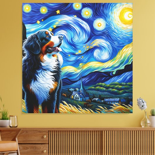 Sterren Berner Mountain Dog Portret Canvas Afdruk (Insitu (Woonkamer))