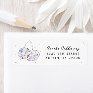 Sterren bezaaid Waterverf Disco Balls Retouradres Etiket