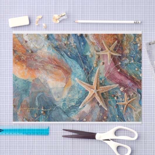 Sterren bezaaid zand en Zee, kustleven Tissuepapier (Craft)