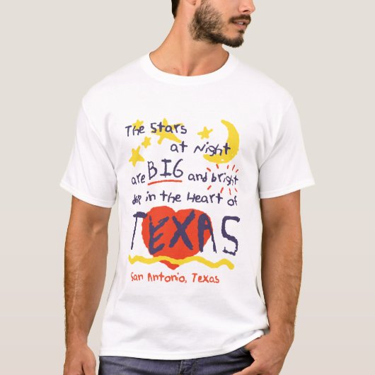 sterren bij nacht, groot en helder, Texas T-shirt (Voorkant)