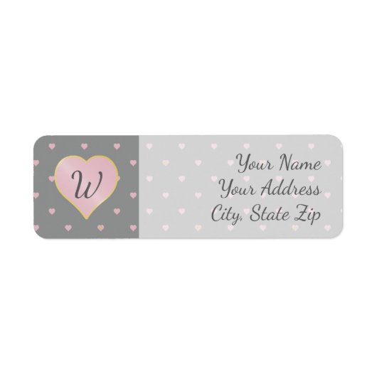 Sterren binnen harten op grijs retouradreslabel etiket (Voorkant)