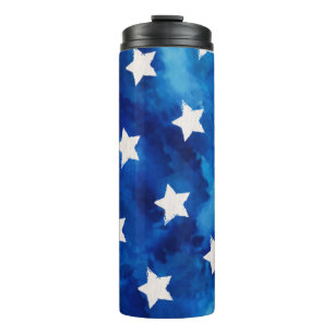 Sterren Blauw Aquarel Blauw College Thermosbeker
