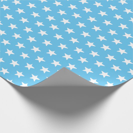 Sterren blauw en wit patroon modern geschenk cadeaupapier (Hoek)