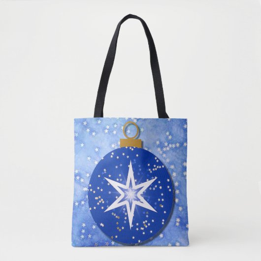 Sterren Blauw Ornament Art Tas (Voorkant)