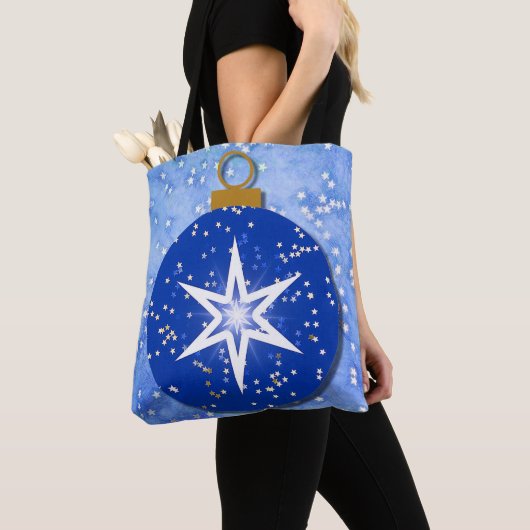 Sterren Blauw Ornament Art Tas (Dichtbij)