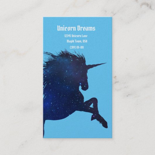 sterren Blauwe Unicorn Visitekaartje (Voorkant)
