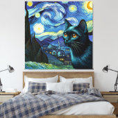 Sterren Bombay Kat Portret - Huisdier Portret Canvas Afdruk (Insitu (Slaapkamer))