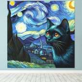 Sterren Bombay Kat Portret - Huisdier Portret Canvas Afdruk (Insitu (Houten vloer))