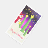 Sterren bomen en sneeuwman servet (Hoek)