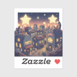 Sterren boven Cat City - grillig Sticker