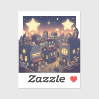 Sterren boven Cat City - grillig Sticker