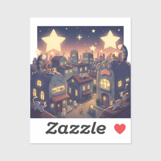 Sterren boven Cat City - grillig Sticker (Vel)