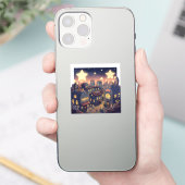 Sterren boven Cat City - grillig Sticker (Telefoon)