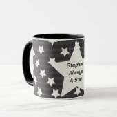 Sterren boven strepen grijs mok (Voorkant links)