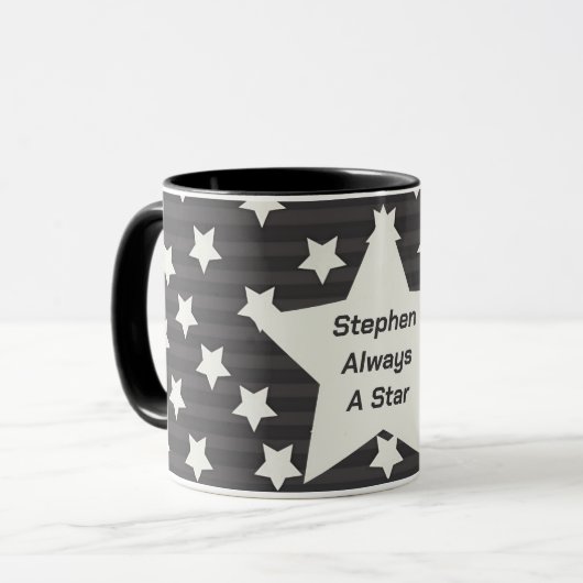 Sterren boven strepen grijs mok (Voorkant links)
