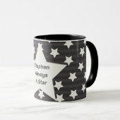 Sterren boven strepen grijs mok (Voorkant rechts)