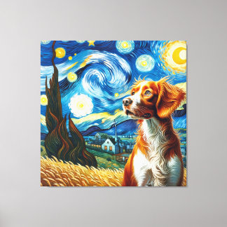 Sterren Bretagne Hond Portret - Huisdier Portret Canvas Afdruk