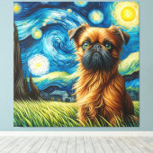 Sterren Brussels Griffon Hondenportret Canvas Afdruk (Insitu (Houten vloer))