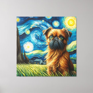 Sterren Brussels Griffon Hondenportret Canvas Afdruk